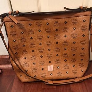 Authentic MCM Gold Visetos Hobo Bag